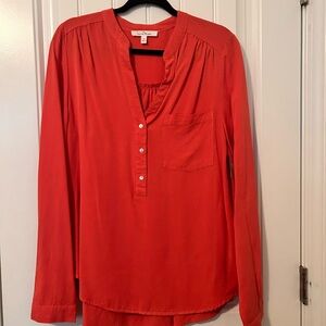 Orange blouse with buttons size 1X long sleeve